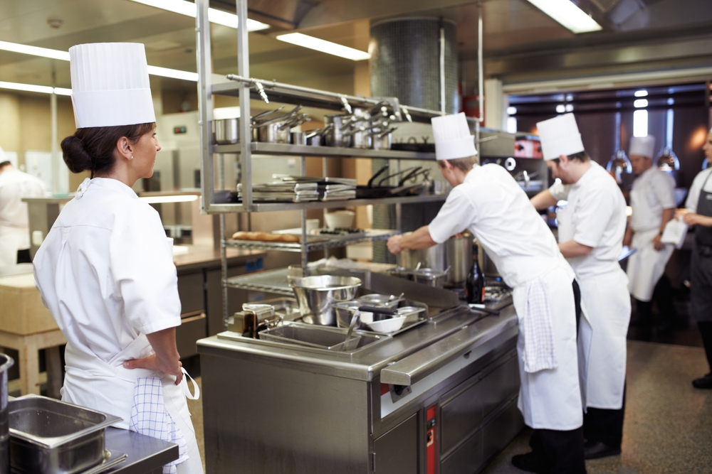 Chef in professional kitchen for culinary training